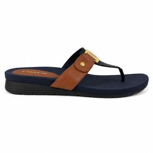 Lauren Ralph Lauren Thong Sandals Women's Size 7 Brown Navy Leather Comfort Flip
